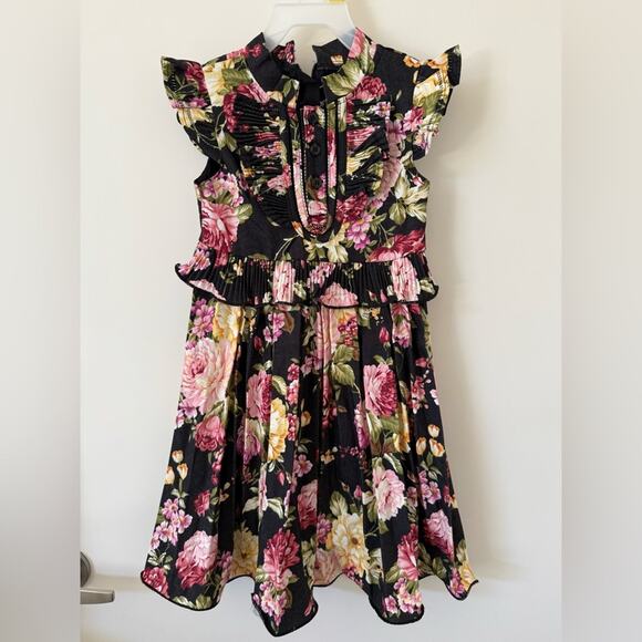 Trish Scully Other - NWT Trish Scully Sz. 3T Floral Formal Dress Black Ruffle Pleated